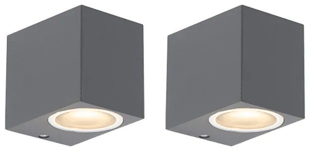 Set di 2 applique moderne grigio scuro IP44 - Baleno
