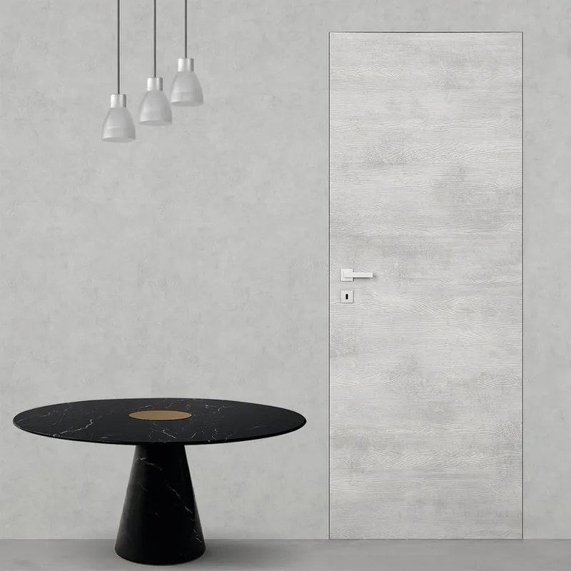 Porta interna a battente Filomuro Beton F in legno colore rovere grigio, L 70 x H 210 cm, apertura reversibile