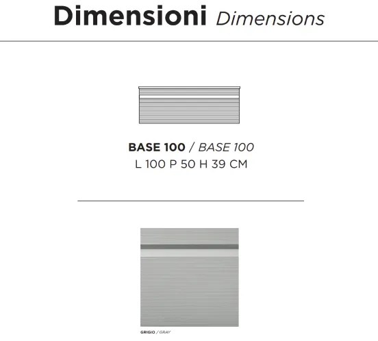 Cassetto sospeso portalavabo da bagno in PVC 100 cm RIO Grigio