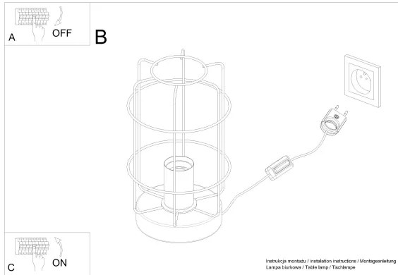 Sollux SL.1265 - Lampada da tavolo GOTTO 1xE27/15W/230V nero