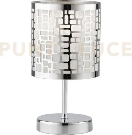 Lume maya cromo 1 luce attacco e14 13x13x19cm in acciaio con decori