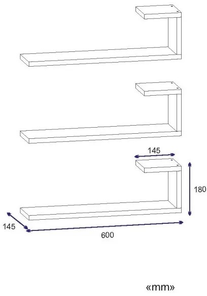 SET 3x Mensola da parete EMILY 18x60 cm bianca