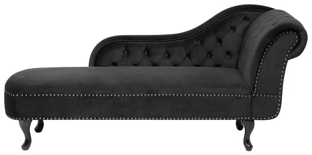 Chaise longue destra in velluto nero NIMES Beliani