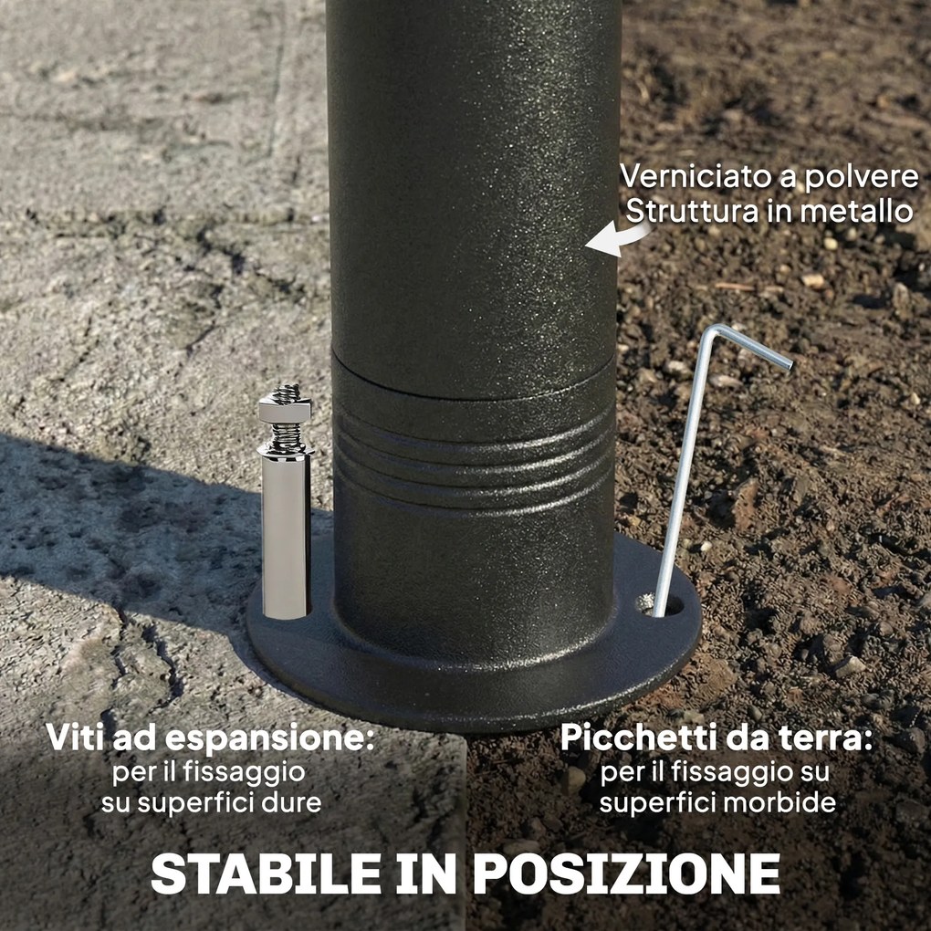 Gazebo da Giardino 300x300x285 cm con Doppio Tetto in Poliestere e Metallo Grigio Scuro...