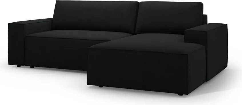 Divano letto angolare nero in tessuto bouclé (angolo destro) Jodie - Micadoni Home