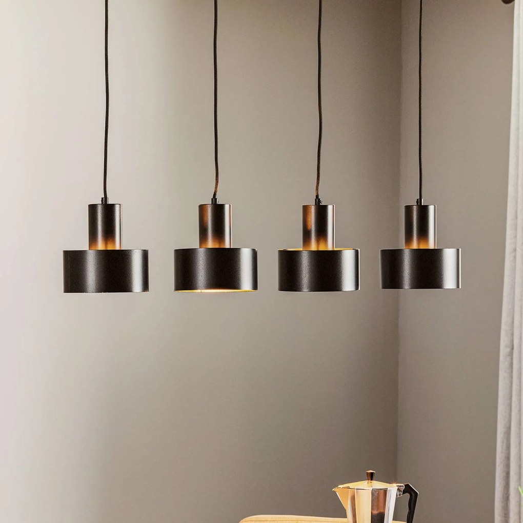SIGMA Lampada a sospensione Rif 4, lineare a 4 luci, nero