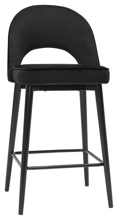 Sgabello da bar design in velluto nero e metallo H69 cm BELLEROSE