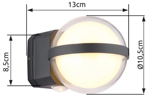 Globo 34157 - Applique a LED da esterno ILLI LED/12W/230V IP54 nero