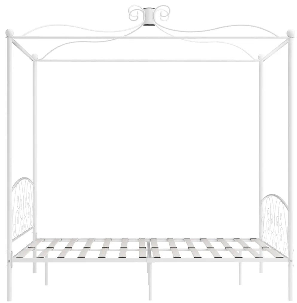 Letto a baldacchino bianco in metallo 160x200 cm