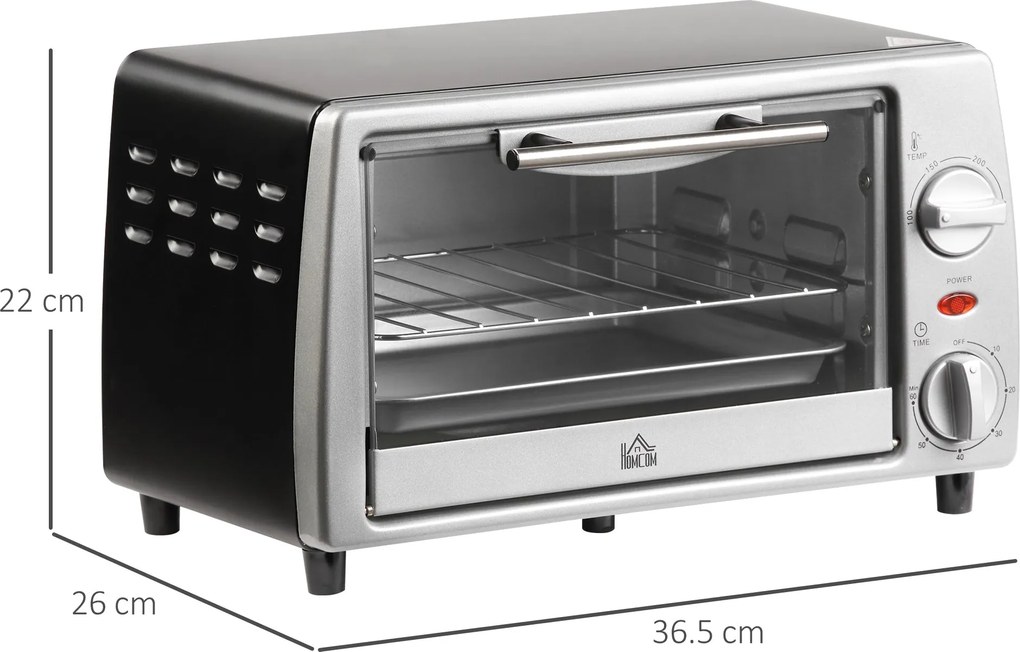 Fornetto Elettrico 750W 10 Litri con Griglia e Teglia Argento e Nero...