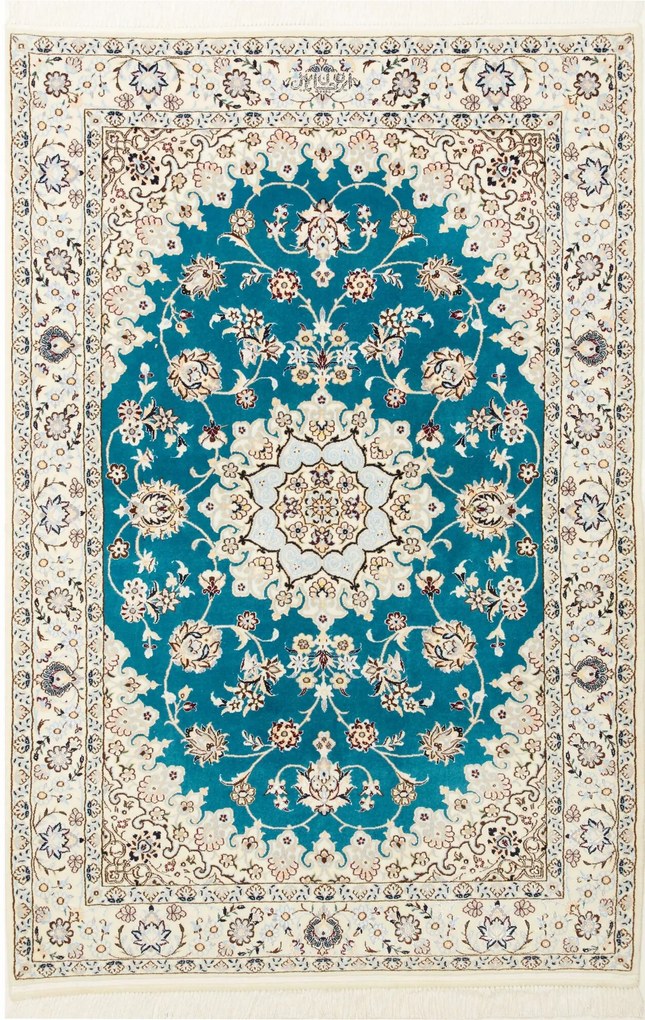 Nain Tappeto 160 x 110 Verde (Iran) Annodato A Mano