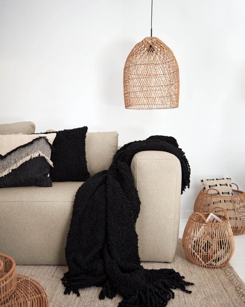 Kave Home - Fodera cuscino Corel nero 45 x 45 cm