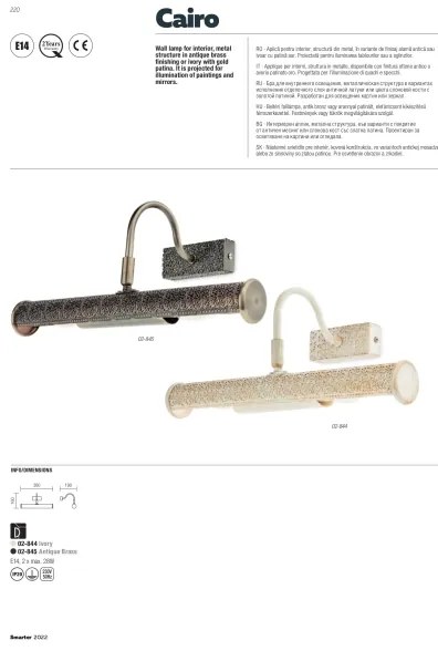 Redo 02-845 - Lampada da quadro CAIRO 2xE14/28W/230V, 36 cm, ottone