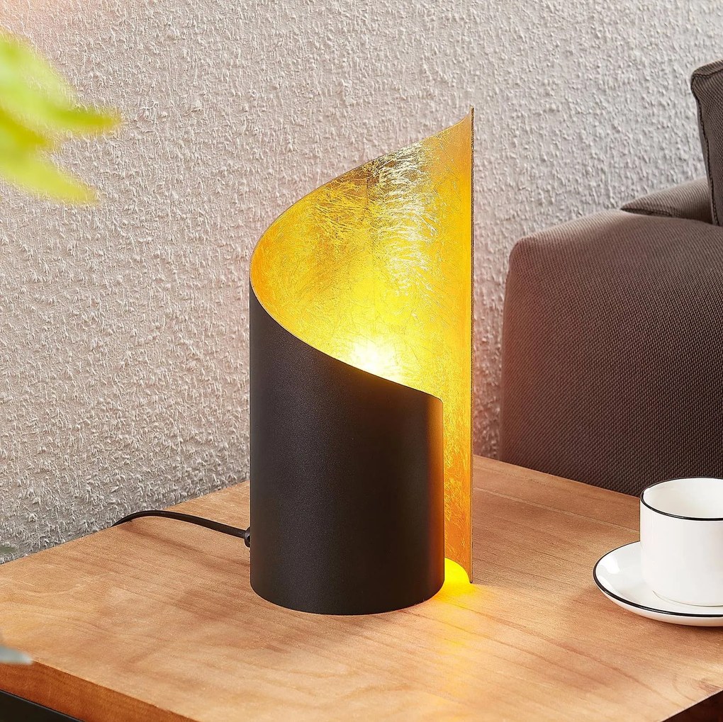 Lampada da tavolo Shanaya Lindby, Nero, Soggiorno / Sala da pranzo, Alluminio, Moderno, Lampada da tavolo
