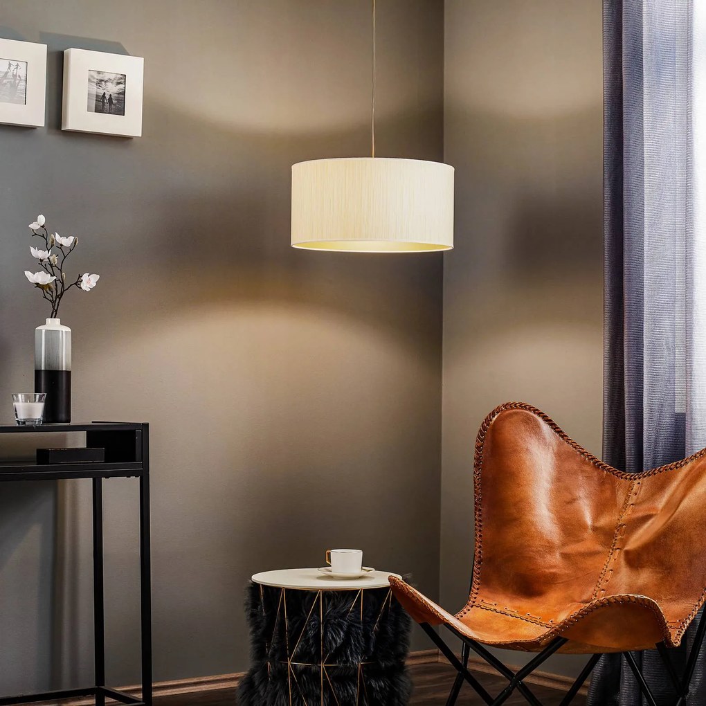 Lampada a sospensione Essex Duolla, dimmerabile, Ottone / Oro, Soggiorno / Sala da pranzo, Tessuto / Stoffa / Seta, Moderno, Lampada a sospensione
