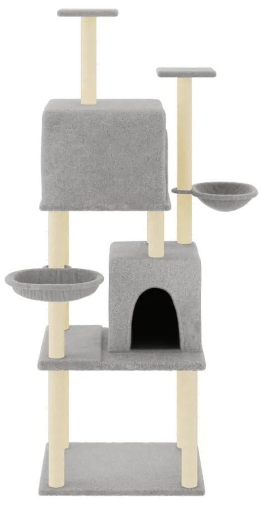 Albero per gatti con tiragraffi in sisal grigio chiaro 180 cm
