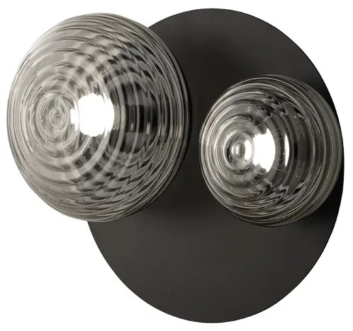 Plafoniera D52 cm TONDO con base in metallo Fumč e 2 diffusori in vetro