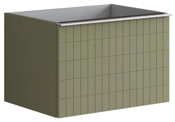 Mobile da bagno sotto lavabo Pixel grid frontale verde salvia e maniglia alluminio brillante laccato L 60 x H 40 x P 45.5 cm 2 cassetti, lavabo non incluso