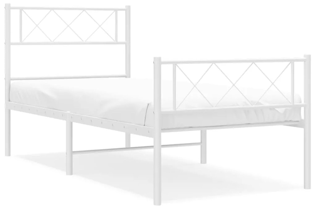 Giroletto con testiera e pediera metallo bianco 107x203 cm
