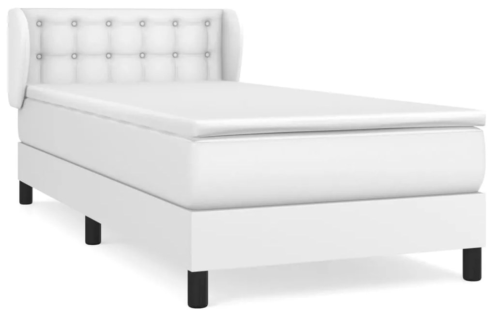 Giroletto a molle con materasso bianco 100x200 cm in similpelle