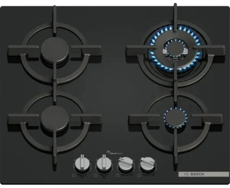 Bosch Serie 6 PPH6A6I10 piano cottura Nero Da incasso 59 cm Gas 4 Fornello (i)