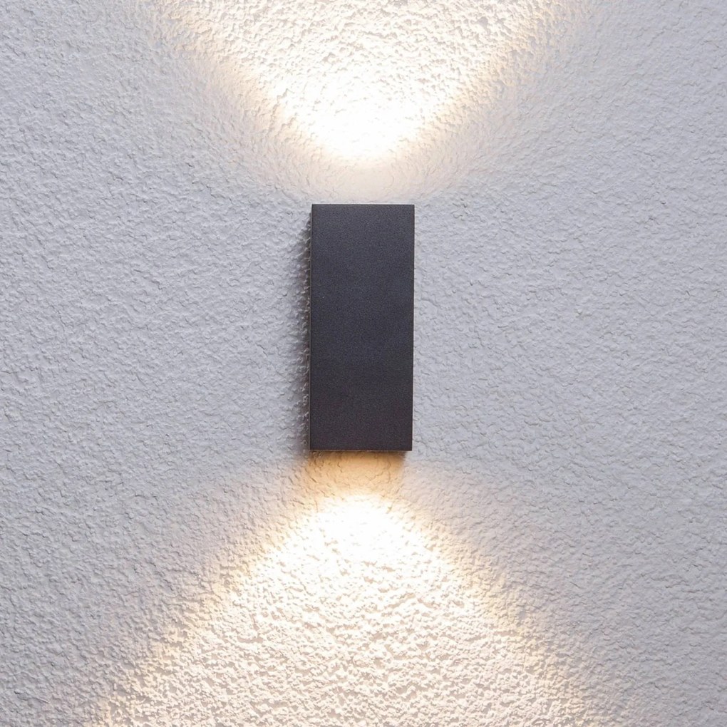 Applique da esterni a LED TAVI Lucande, Nero, Alluminio, Moderno, Applique LED da esterni