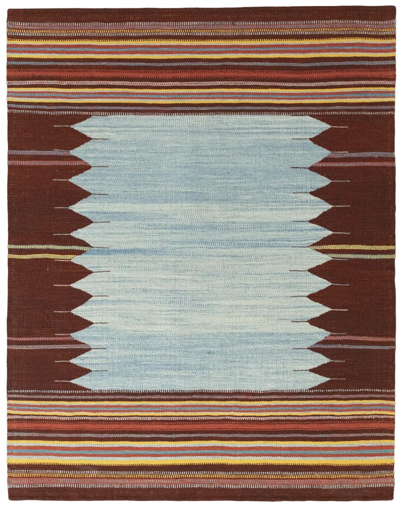 Kilim Tappeto 190 x 150 Blu (Iran) Tessuto A Mano