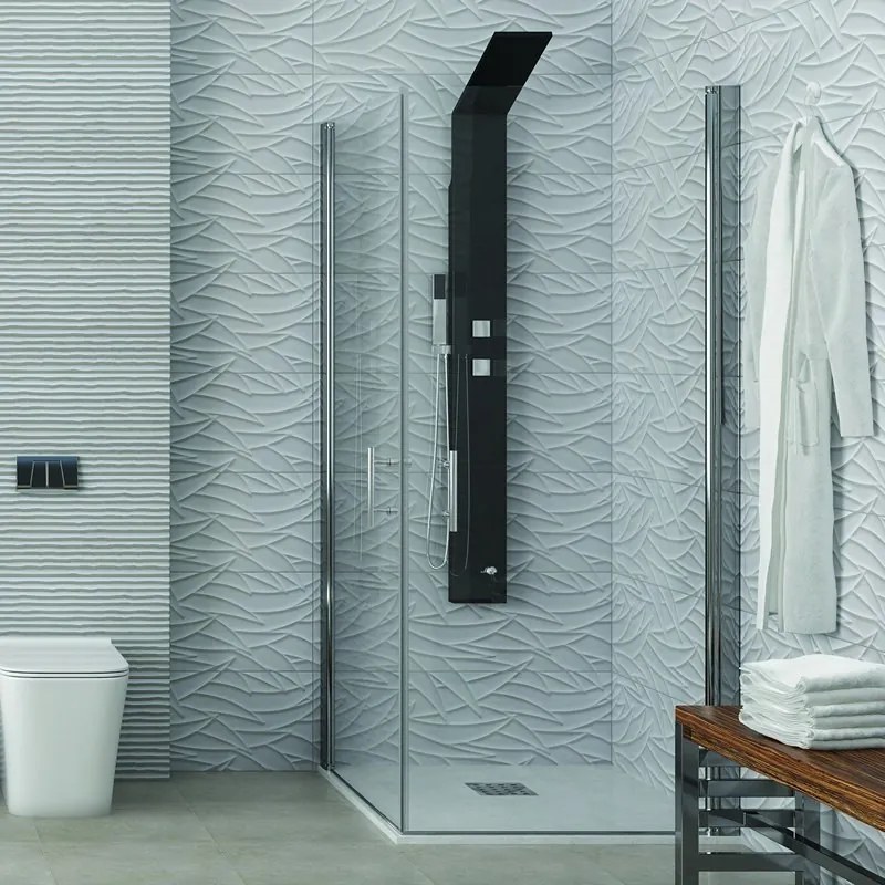 Box doccia angolare 70x90 due ante battenti finitura cromo | KS2800 - KAMALU