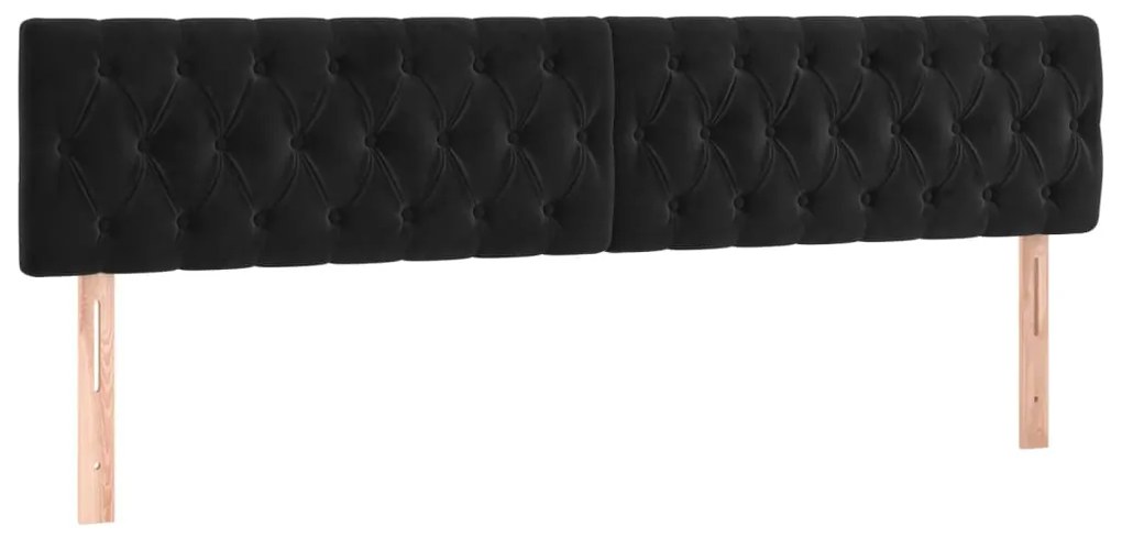 Testiera a led nera 180x7x78/88 cm in velluto