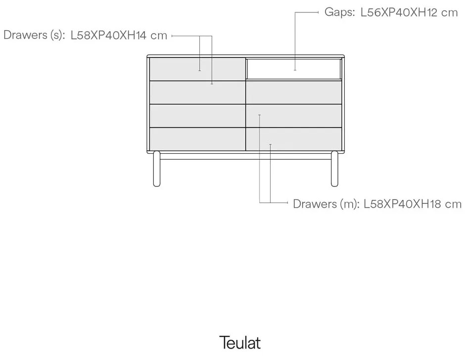 Cassettiera bassa grigio scuro 120x90 cm Corvo - Teulat
