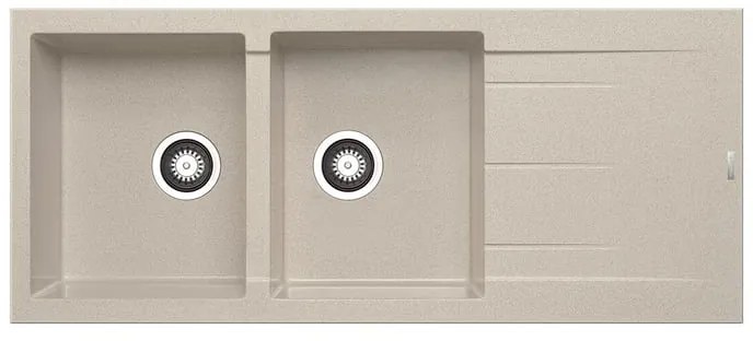 Lavello integrato 2 vasche in granito beige DELINIA Alazia L 50 x L 116 cm