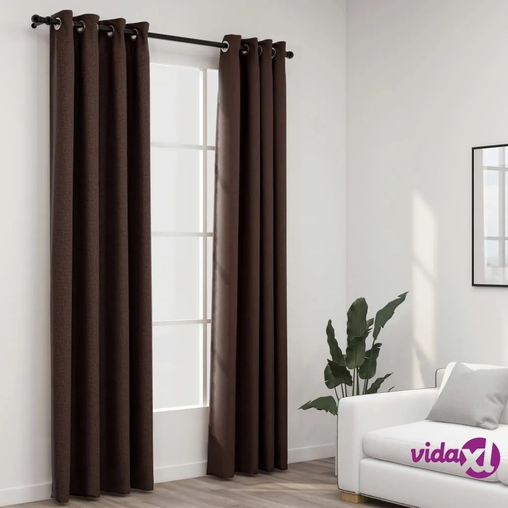 vidaXL Tende Oscuranti Effetto Lino con Occhielli 2pz Talpa 140x225cm
