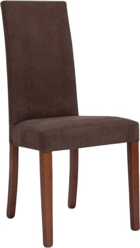 Sedia imbottita Denver in tessuto Marrone gamba noce - Set 2