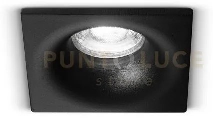 Faretto incasso fisso in acciaio nero oasis  8,5x8,5cm 1 luce attac...