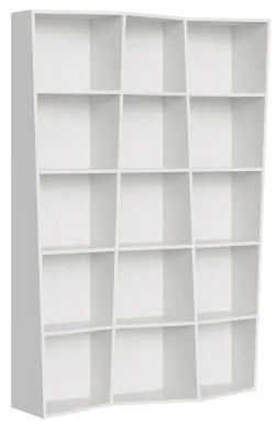 Libreria in legno Bianco 137x200h cm con 3 elementi e vani trapezoidali TREK