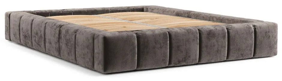 Letto matrimoniale imbottito marrone con spazio contenitivo e rete 200x200 cm Aruba L - Maison de Rêve