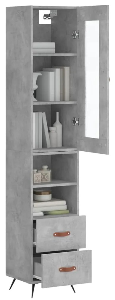 Credenza grigio cemento 34,5x34x180 cm in legno multistrato