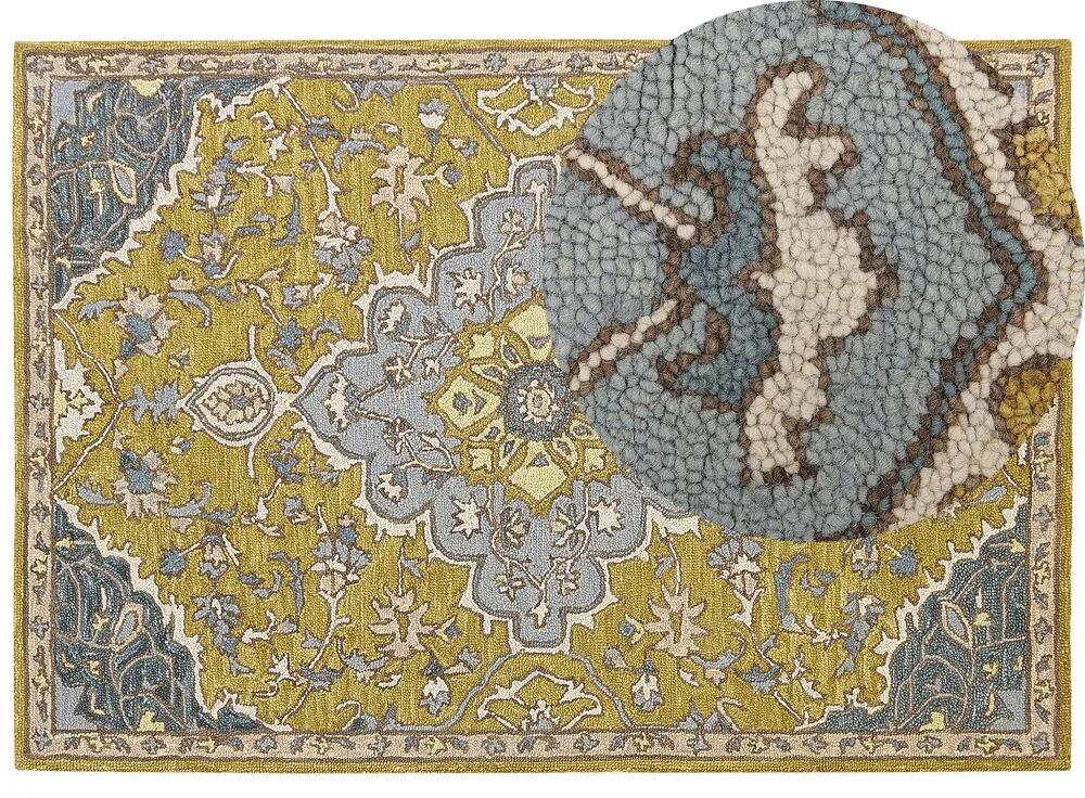 Tappeto lana giallo e blu 160 x 230 cm MUCUR Beliani