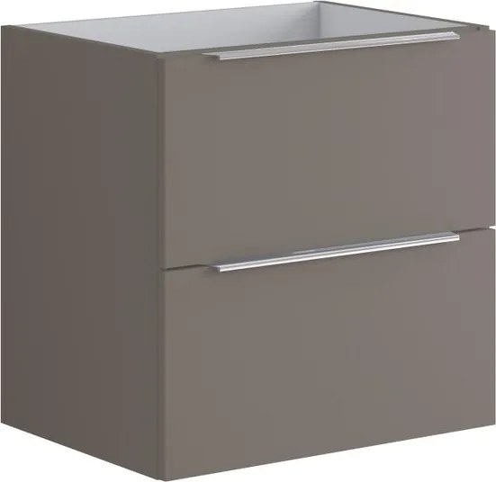 Mobile da bagno sospeso sotto lavabo L 59.5 x H 60 x P 45.5 cm grigio opaco, 2 cassetti Brera