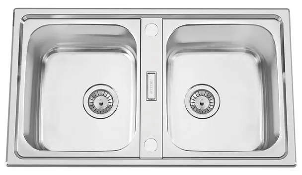 Lavello semincasso 2 vasche con gocciolatoio laterale destro o sinistro RODI Urban 86 BB inox L 50 x L 86 x P 20 cm argento