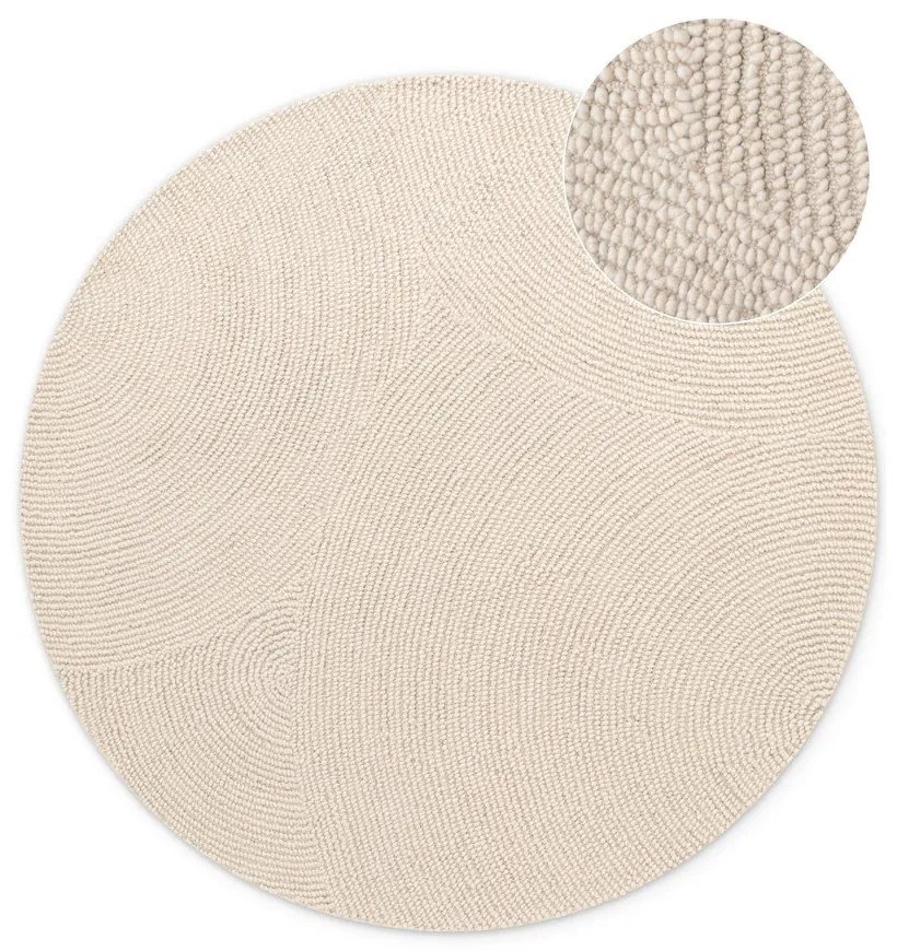 Tappeto rotondo colore naturale chiaro in lana tessuto a mano ø 150 cm Eleni Natural White – Hanse Home