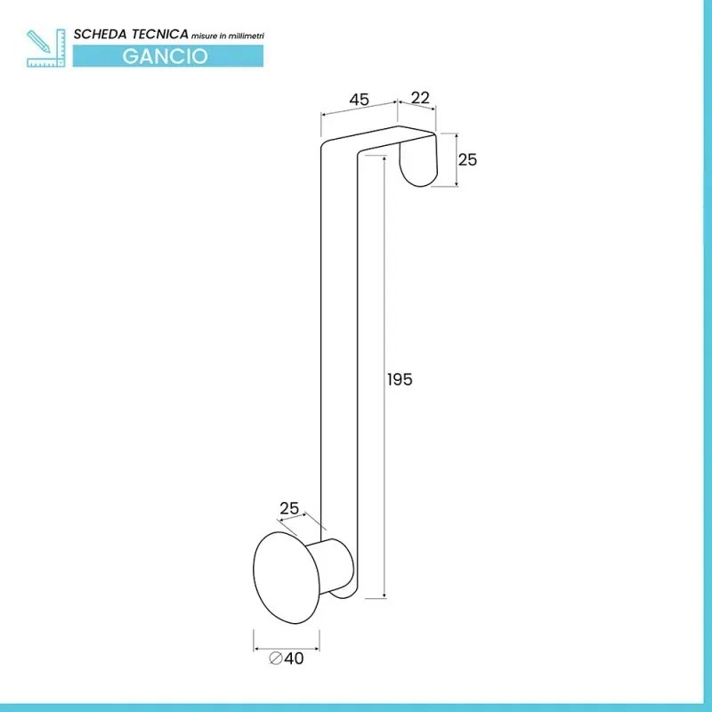 Gancio bagno singolo in acciaio e plastica beige tondo Fiore
