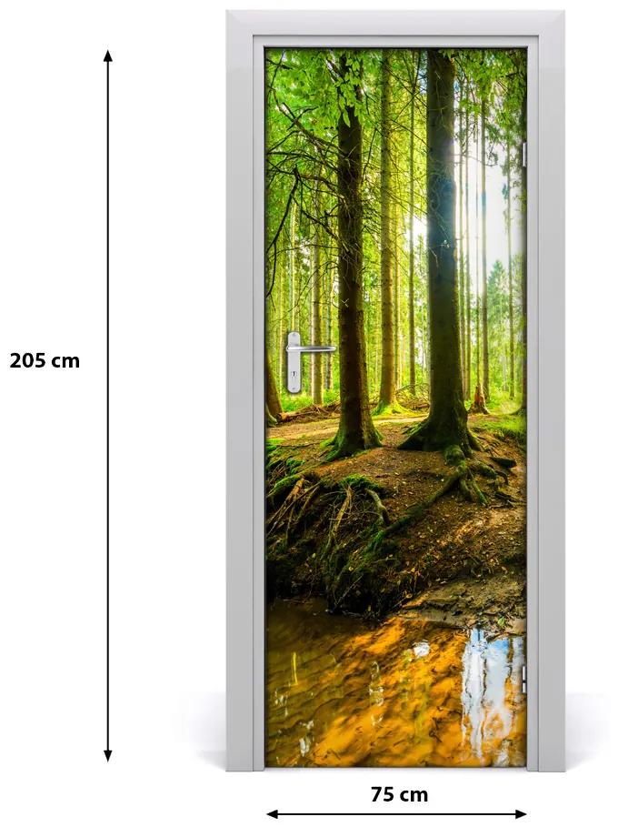 Adesivo per porta interna Flusso nella foresta 75x205 cm