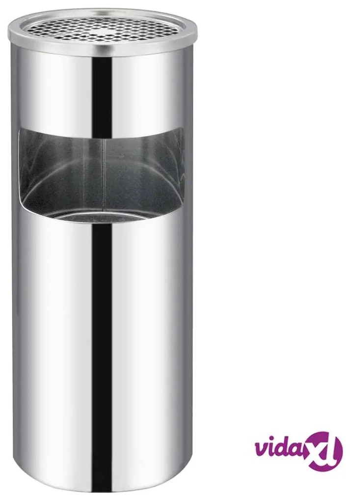 vidaXL Pattumiera con Posacenere da Albergo 30 L Acciaio Inox