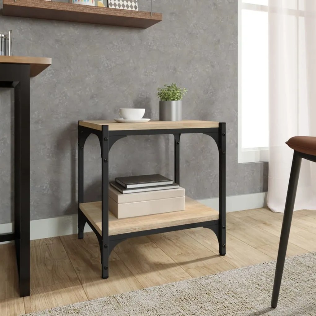 Mobile tv rovere sonoma 40x33x41 cm legno multistrato e acciaio