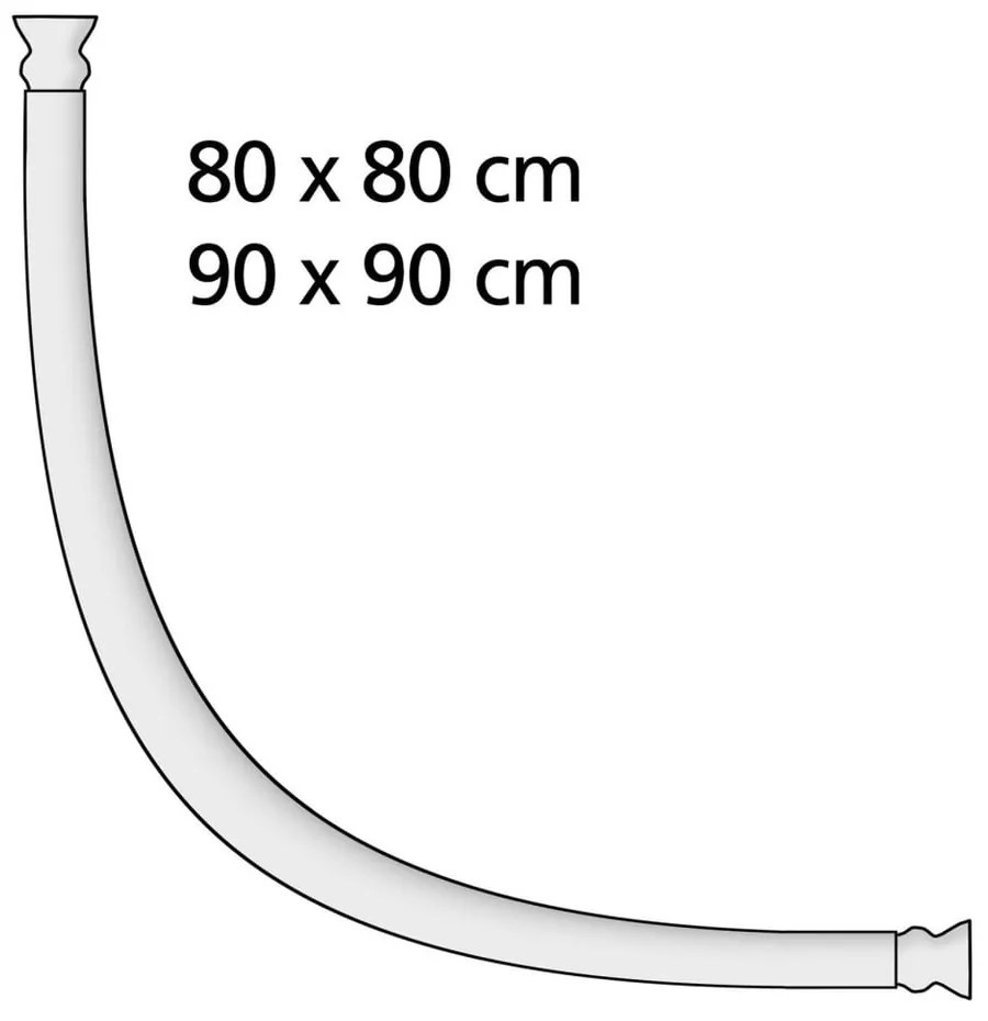 Consolle di colore argento con forma curva per tenda da doccia - Wenko
