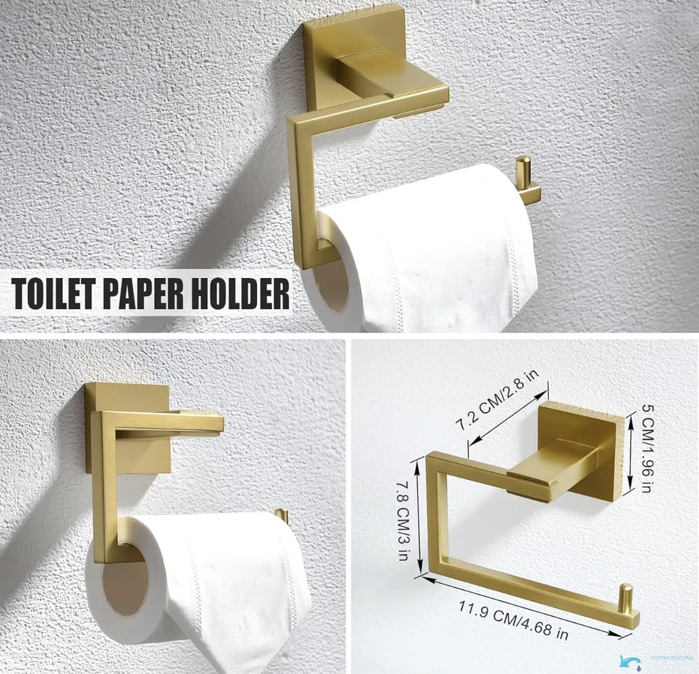Set di accessori da bagno a parete EYN BA1214 in acciaio inox oro spazzolato