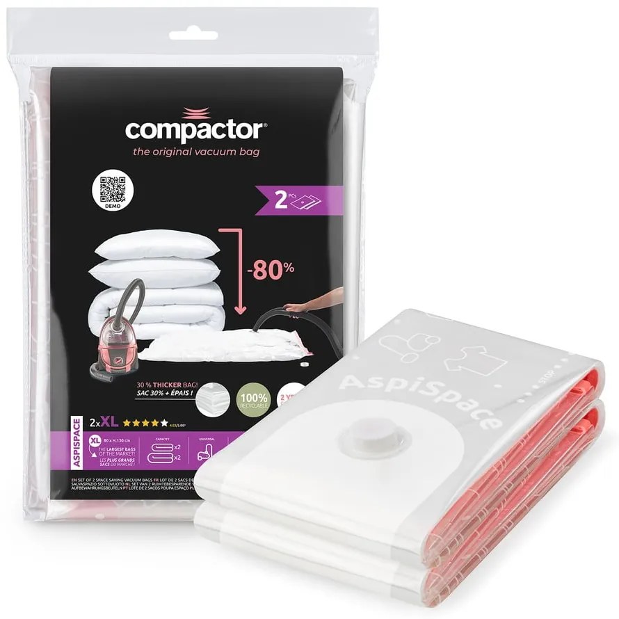 Sacchetti per il vuoto in set da 2 pezzi Premium Valve XL - Compactor
