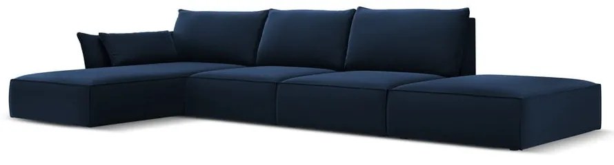 Divano angolare blu scuro (con penisola a sinistra/con chaise lounge) con rivestimento in velluto Vanda – Mazzini Sofas