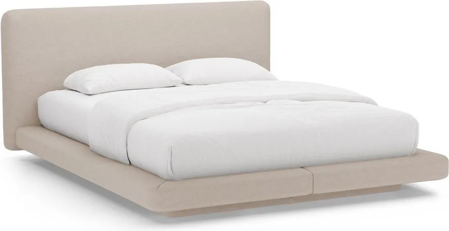 Letto matrimoniale imbottito marrone chiaro 160x200 cm Linea – Micadoni